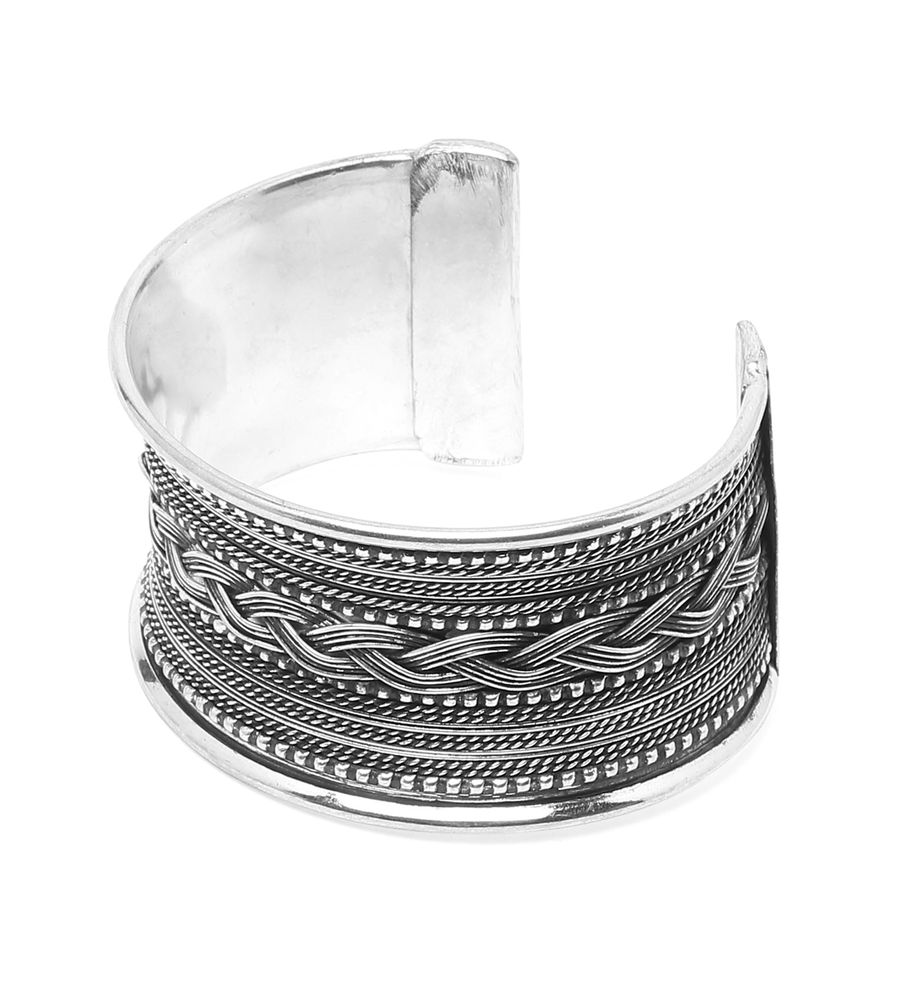 YouBella Jewellery Celebrity Inspired Silver Plated Cuff Bracelet for Girls and Women